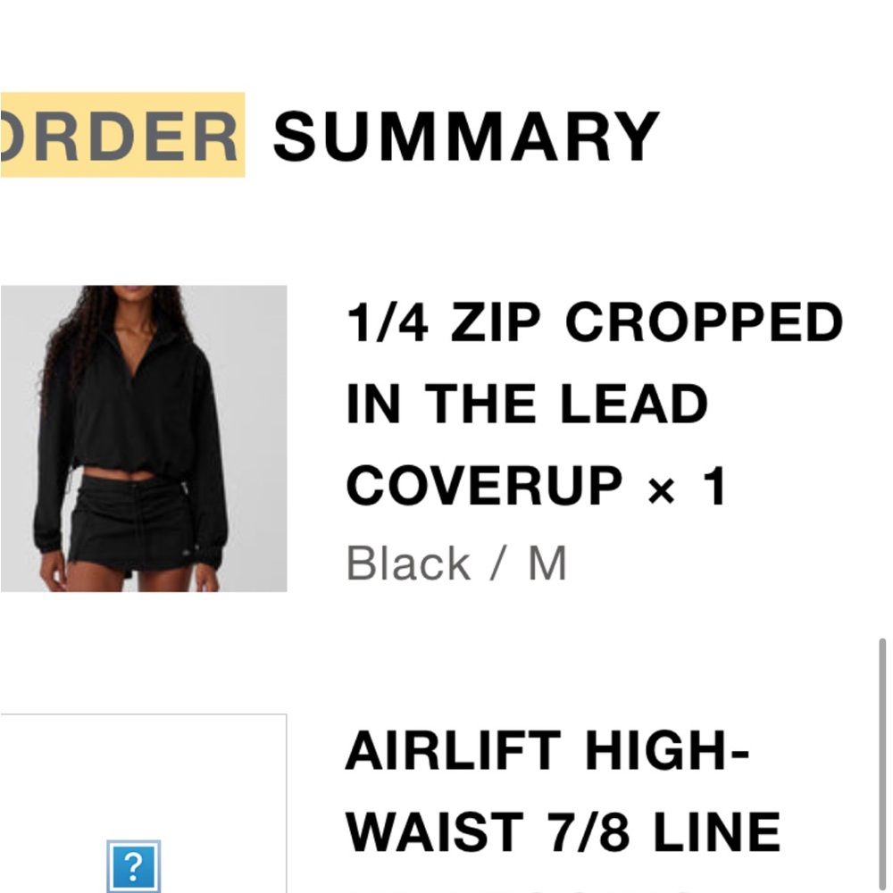 ALO 1/4 zipped crop in the lead cover up